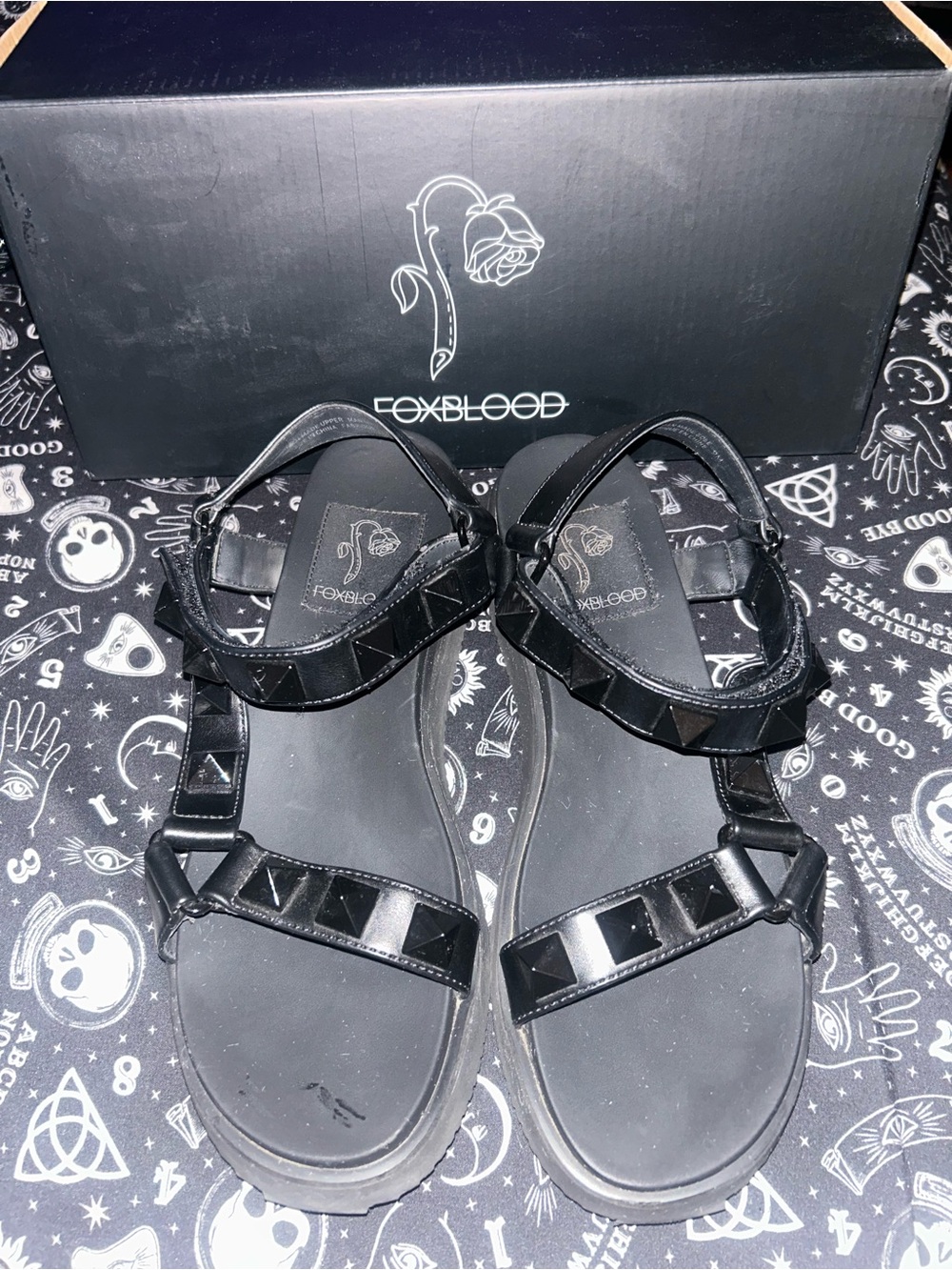 Foxblood Cassie Black Studded Sandals